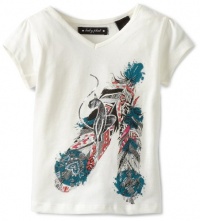 Baby Phat - Kids Girls 2-6X Toddler Feathers and Foil Tee, Cream, 2T