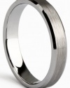 SOMEN TUNGSTEN 4mm Tungsten Carbide Ring Silver Flat Brushed Promise Wedding Bands Size 4 - 10.5