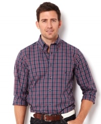 Plaid on this smart Nautica shirt makes an everyday outfit pop. Plaid on this smart Nautica shirt makes an everyday outfit pop.