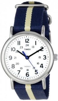 Timex Unisex T2P1429J Weekender Watch with Navy and Yellow Nylon Strap