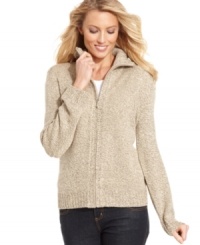 Karen Scott's soft sweater features chic marled knit and a variety of smart colors to choose from! Pair it with jeans for essential weekend style.