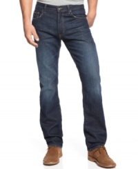 From the brand that turned designer jeans into a fashion phenomenon-and hasn't stopped since. Calvin Klein Jeans in a straight cut sewn from this season's dark wash denim. From the brand that turned designer jeans into a fashion phenomenon-and hasn't stopped since. Calvin Klein Jeans in a straight cut sewn from this season's dark wash denim.