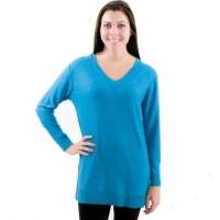 August Silk Long Sleeve V-Neck Oversized Top, Winter Aqua, Medium August Silk Long Sleeve V-Neck Oversized Top, Winter Aqua, Medium