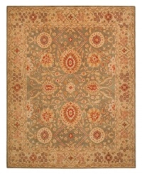 The Safavieh Anatolia Collection marries Old World sophistication and design with the finest modern quality. These exquisite rugs captures the authentic look and feel of those made in late-nineteenth-century Turkey. Hand-spun wool and an ancient pot-dyeing technique, together with a densely woven thick pile, give the rugs their authentic finish. The sage Anatolia features a warm, mossy green ground with a subtle red and gold flower pattern. Durable cotton backing is easy on floors. The Safavieh Anatolia Collection marries Old World sophistication and design with the finest modern quality. These exquisite rugs captures the authentic look and feel of those made in late-nineteenth-century Turkey. Hand-spun wool and an ancient pot-dyeing technique, together with a densely woven thick pile, give the rugs their authentic finish. The sage Anatolia features a warm, mossy green ground with a subtle red and gold flower pattern. Durable cotton backing is easy on floors.