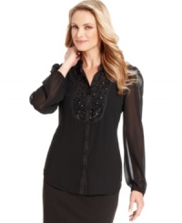 Sequins meet semi-sheer fabric for an elegant look this season, from Charter Club. Sequins meet semi-sheer fabric for an elegant look this season, from Charter Club.