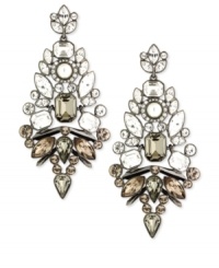 Break the glass ceiling on fashion with this pair of chandelier earrings from Givenchy. Crafted from brown gold-tone mixed metal with glass stones adding luster. Approximate drop: 4-1/2 inches. Break the glass ceiling on fashion with this pair of chandelier earrings from Givenchy. Crafted from brown gold-tone mixed metal with glass stones adding luster. Approximate drop: 4-1/2 inches.