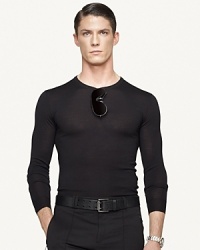 Luxuriously crafted from textural Italian wool, the crewneck sweater is jersey-knit in the trim, modern silhouette that defines Black Label. Luxuriously crafted from textural Italian wool, the crewneck sweater is jersey-knit in the trim, modern silhouette that defines Black Label.