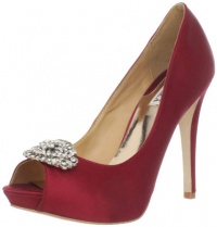 Badgley Mischka Women's Goodie Peep-Toe Pump,Red Satin,8 M US Badgley Mischka Women's Goodie Peep-Toe Pump,Red Satin,8 M US