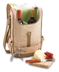 Picnic Time takes BYO to the next level with the Volare wine tote. A divided interior fits two bottles while pockets on the outside hold essential wine and cheese accessories. In two hues featuring pretty floral or stripe detail under the flap and extra space for tasty snacks. Picnic Time takes BYO to the next level with the Volare wine tote. A divided interior fits two bottles while pockets on the outside hold essential wine and cheese accessories. In two hues featuring pretty floral or stripe detail under the flap and extra space for tasty snacks.