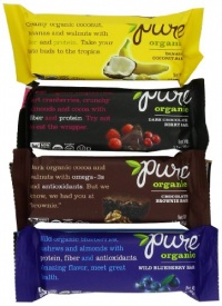 Pure Bar Organic Variety Pack, Raw Fruit & Nut Bars, 1.7-Ounce Bars (Pack of 12)