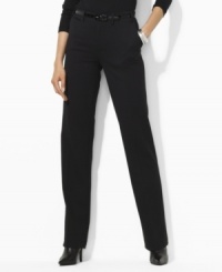 A classic-fitting petite dress pant exudes tailored sophistication in stretch wool gabardine. A classic-fitting petite dress pant exudes tailored sophistication in stretch wool gabardine.