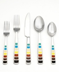Meet your match with this clever and cheerful Fiesta flatware set. Colorful panels along each handle provide ideal coordination with your favorite Fiesta dinnerware pieces. Meet your match with this clever and cheerful Fiesta flatware set. Colorful panels along each handle provide ideal coordination with your favorite Fiesta dinnerware pieces.