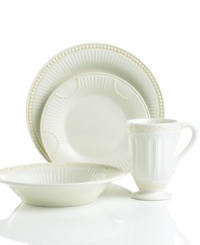 Add a vintage touch to your table with Butler's Pantry Buffet place settings from Lenox dinnerware. The dishes in this 4-piece place setting combine fluted rims and a dainty beaded edge in creamy ivory, boasting an easy, timeless elegance. Add a vintage touch to your table with Butler's Pantry Buffet place settings from Lenox dinnerware. The dishes in this 4-piece place setting combine fluted rims and a dainty beaded edge in creamy ivory, boasting an easy, timeless elegance.