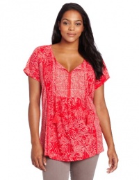 Lucky Brand Women's Plus-Size Firework Flowers Top Lucky Brand Women's Plus-Size Firework Flowers Top