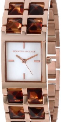 Kenneth Jay Lane Women's KJLANE-1513 1500 Series Mother-Of-Pearl Dial Rose Gold Ion-Plated Stainless Steel and Brown Tortoise Resin Watch Kenneth Jay Lane Women's KJLANE-1513 1500 Series Mother-Of-Pearl Dial Rose Gold Ion-Plated Stainless Steel and Brown Tortoise Resin Watch