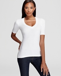 Ribbed tee with v-neck. A must have basic tee. Ribbed tee with v-neck. A must have basic tee.