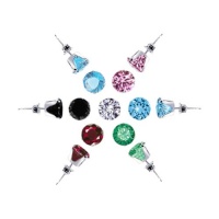TDEZ2030SET-A Sterling Silver 4mm Round 7 Color Cubic Zirconia Post Fricion Back Stud Earrings Set TDEZ2030SET-A Sterling Silver 4mm Round 7 Color Cubic Zirconia Post Fricion Back Stud Earrings Set