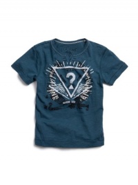 GUESS Kids Boys Big Boy Becklin Slit-Neck Tee, BLUE (12/14) GUESS Kids Boys Big Boy Becklin Slit-Neck Tee, BLUE (12/14)
