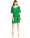 Jessica Simpson Women's Plus-Size Pleated Boat Neck Dress