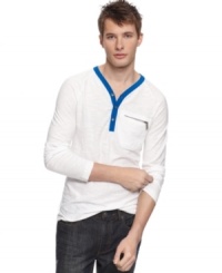 Never ask Y when it comes to a modern and hip henley to add to your wardrobe like this one from Kenneth Cole Reaction. Never ask Y when it comes to a modern and hip henley to add to your wardrobe like this one from Kenneth Cole Reaction.