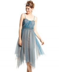 Contrasting layers of tulle create fairytale magic on Roberta's illusion-style party dress. Finished with a jewel-encrusted waistband, this sleeveless number is designed to mesmerize! Contrasting layers of tulle create fairytale magic on Roberta's illusion-style party dress. Finished with a jewel-encrusted waistband, this sleeveless number is designed to mesmerize!