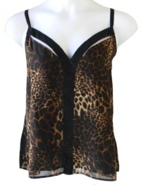 Baby Phat Plus Size Women's Leopard Animal Print Cami Top (2X Plus, Brown Multi-Color)