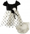 Sweet Heart Rose Baby-girls Infant Polka Dot Occasion Dress, Black/White, 18 Months