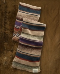 Ideal for creating laid-back layered looks, this extra-long scarf is crafted from separate pieces of linen and cotton for a striped pattern with a textured finish. Ideal for creating laid-back layered looks, this extra-long scarf is crafted from separate pieces of linen and cotton for a striped pattern with a textured finish.
