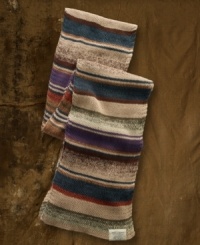 Ideal for creating laid-back layered looks, this extra-long scarf is crafted from separate pieces of linen and cotton for a striped pattern with a textured finish.