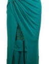 BCBGMAXAZRIA Women's Ariel Draped Long Stud Detail Gown, Jade, Medium