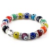 Fathers Day Gifts Bling Jewelry Evil Eye Beads 10mm Multi Color Stretch Swarovski Crystal Bracelet