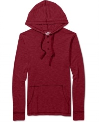 This henley-styled hoodie from American Rag adds some laid-back cool to your casual look.