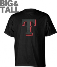 Texas Rangers Big & Tall Majestic Black on Black Logo T-Shirt