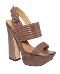Decadent in every way. Show off your indulgent side with the Mabelle platform sandals by L.A.M.B. Their ultra-chunky heel and platform will have you heads above the rest. Decadent in every way. Show off your indulgent side with the Mabelle platform sandals by L.A.M.B. Their ultra-chunky heel and platform will have you heads above the rest.