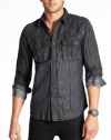 GUESS Men's Long-Sleeve Denim Shirt in Hail Wash