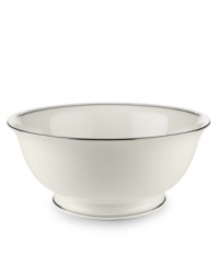 A Lenox classic, the Federal Platinum serving bowl adds a luxurious note to your table in exquisite white bone china with platinum trim. Coordinating Debut Platinum crystal stemware adds the finishing flourish. A Lenox classic, the Federal Platinum serving bowl adds a luxurious note to your table in exquisite white bone china with platinum trim. Coordinating Debut Platinum crystal stemware adds the finishing flourish.