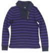 Lauren Jeans Co. Women's Striped Shawl Collar Shirt (Navy Blue/Purple) (Large)