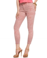 An allover paisley print and pink wash makes these Else Jeans skinny jeans a hot summer must-have! An allover paisley print and pink wash makes these Else Jeans skinny jeans a hot summer must-have!
