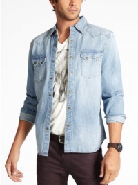 GUESS Men's Patchwork Denim Shirt GUESS Men's Patchwork Denim Shirt