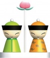 Alessi Mr. & Mrs. Chin Salt and Pepper Set - Green/Yellow