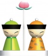 Alessi Mr. & Mrs. Chin Salt and Pepper Set - Green/Yellow