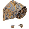 Gold Florals Designer Mens Ties Bronze Pattern Holiday Gifts Fashion Silk Necktie Set A2079 One Size gold,bronze
