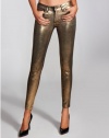 GUESS Women's Brittney Gold-Foil Mid-Rise Leggings