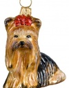 Joy to the World Collectibles European Blown Glass Pet Ornament, Yorkshire Terrier Sitting