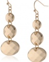 Kenneth Cole New York Shiny Ear Update Gold Faceted Bead Triple Drop Earrings