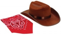 Brown Jr. Cowboy Hat with Red Bandana Brown Jr. Cowboy Hat with Red Bandana