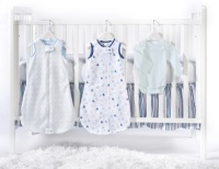 SwaddleDesigns 5 Piece zzZipMe Sack Crib Bedding Set with Crib Skirt, Pastel Blue, 3-6 Months