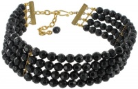 Black Beaded Four Strand Choker Necklace Black Beaded Four Strand Choker Necklace