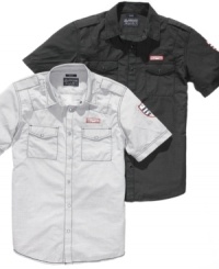 Get ready in a snap. This casual shirt from American Rag gets you ready to take the weekend by storm. Get ready in a snap. This casual shirt from American Rag gets you ready to take the weekend by storm.