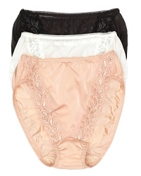 Wacoal's high-waist briefs flatter your figure with pretty lace trim. Wacoal's high-waist briefs flatter your figure with pretty lace trim.